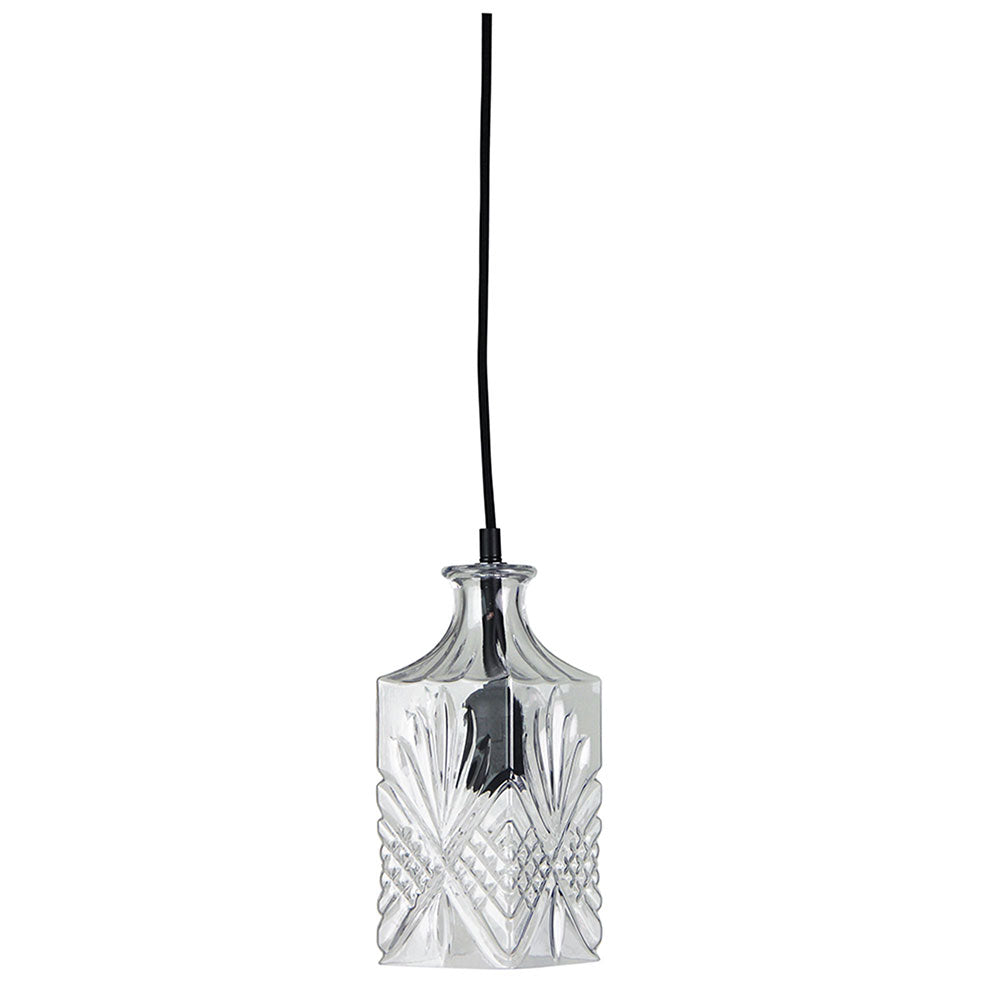 Decant 4 Retro Vintage Cut Glass Pendant Clear - OL63504CL
