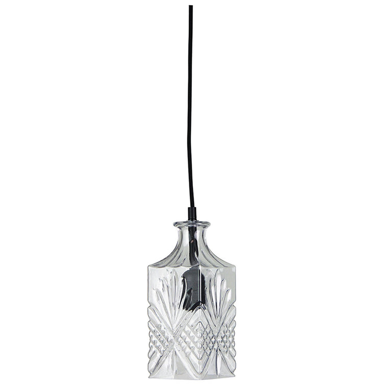 Decant 4 Retro Vintage Cut Glass Pendant Clear - OL63504CL