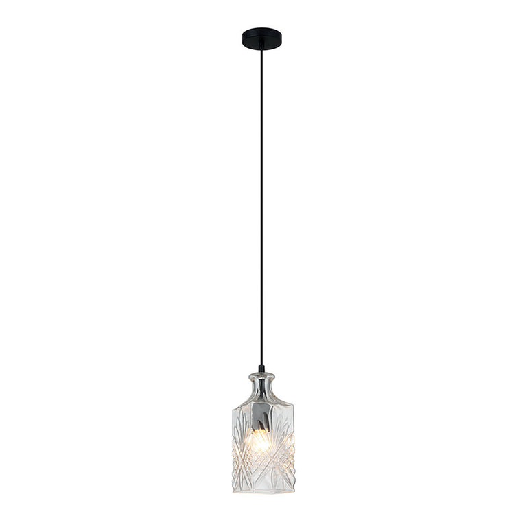 Decant 4 Retro Vintage Cut Glass Pendant Clear - OL63504CL