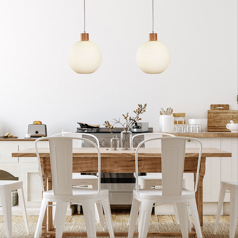 Twillo.25 Real Timber & Opal Glass Pendant - OL63735/25OM