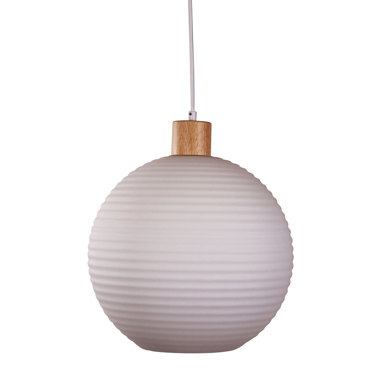 Twillo.30 Real Timber & Opal Glass Pendant - OL63735/30OM