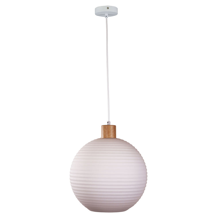Twillo.30 Real Timber & Opal Glass Pendant - OL63735/30OM