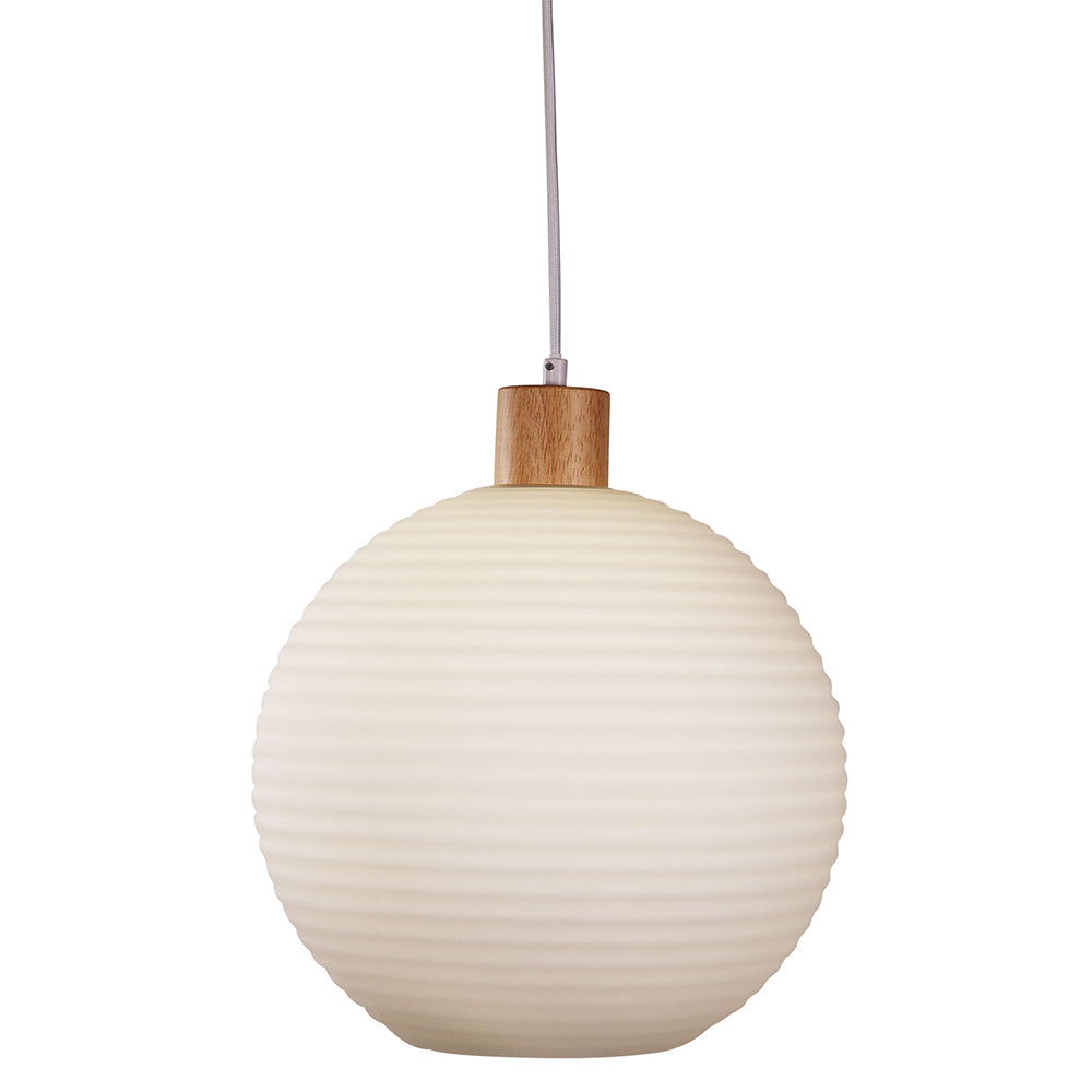 Twillo.30 Real Timber & Opal Glass Pendant - OL63735/30OM