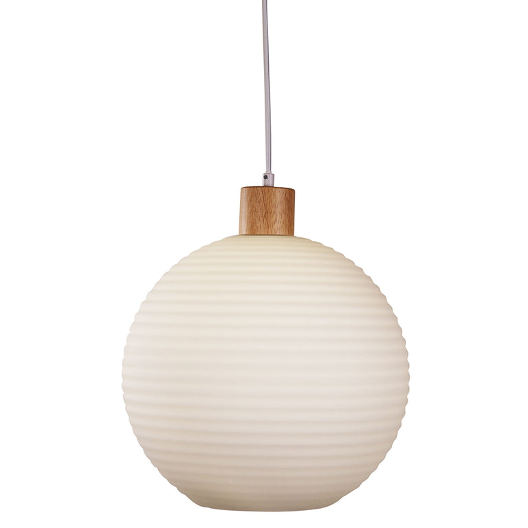 Twillo.30 Real Timber & Opal Glass Pendant - OL63735/30OM
