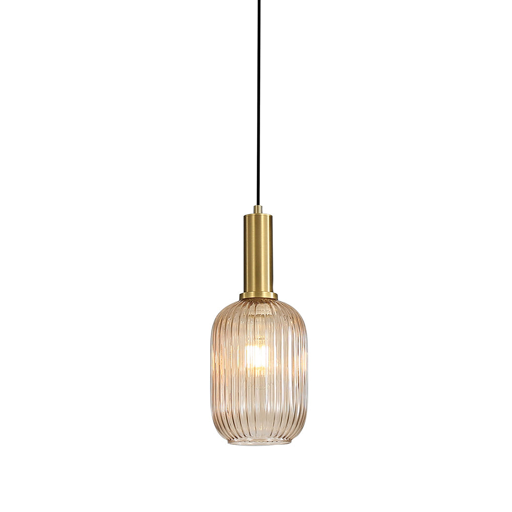 LUXE.130 Ribbed Glass Pendant Amber - OL63751/13AM