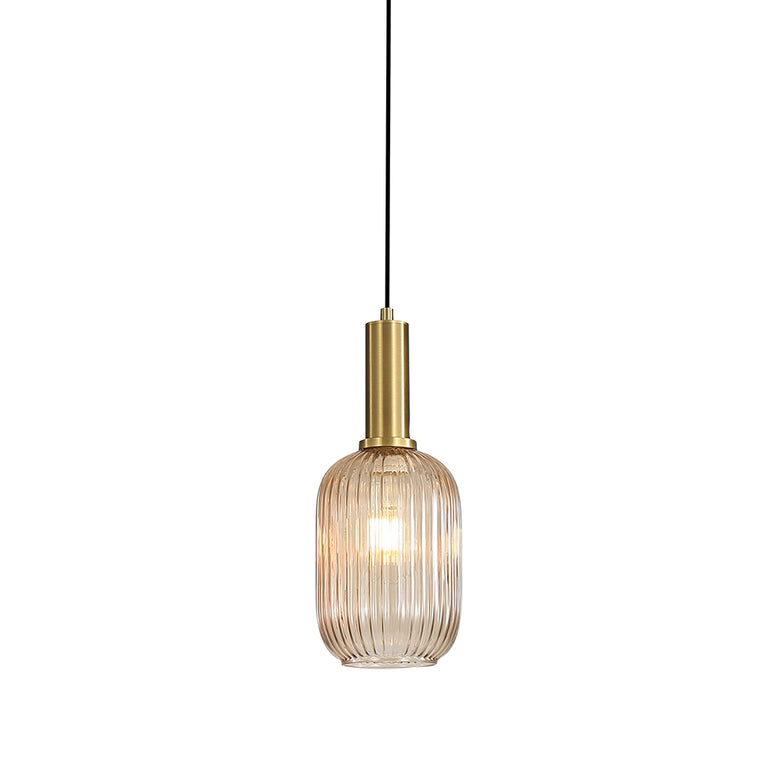 LUXE.130 Ribbed Glass Pendant Amber - OL63751/13AM