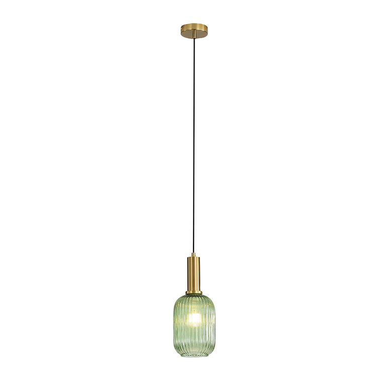 LUXE.130 Ribbed Glass Pendant Green - OL63751/13GN