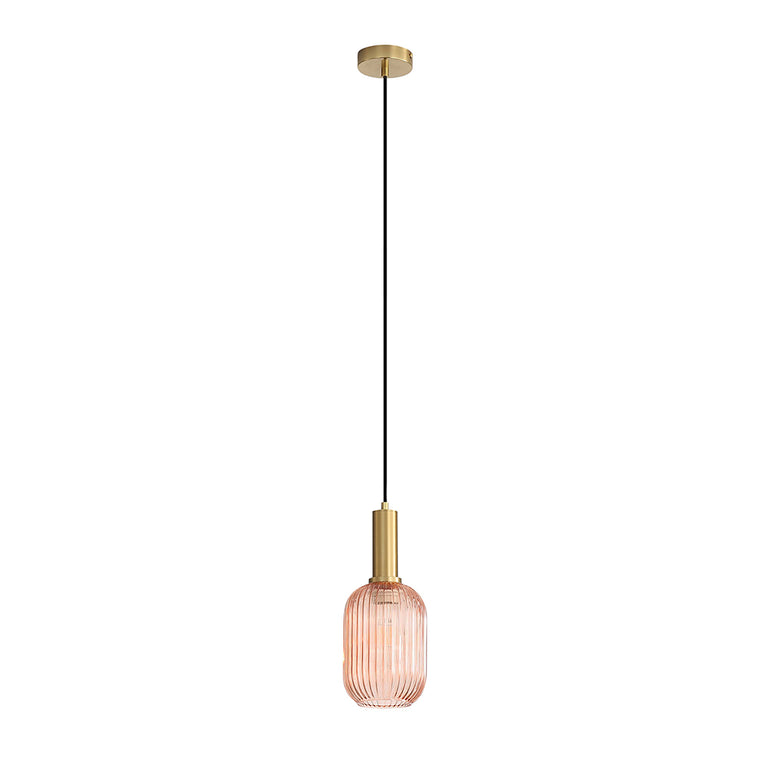 LUXE.130 Ribbed Glass Pendant Rust - OL63751/13RU