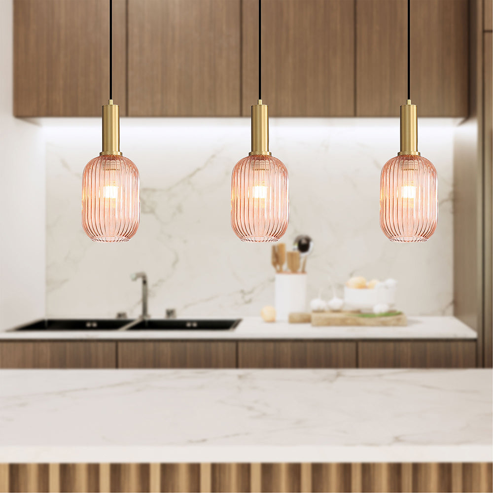 LUXE.130 Ribbed Glass Pendant Rust - OL63751/13RU