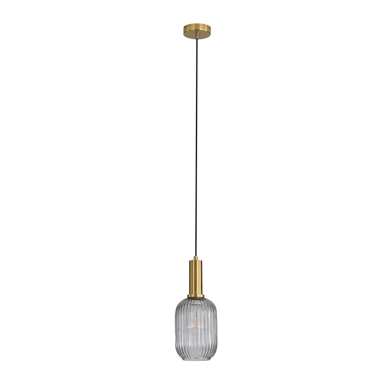 LUXE.130 Ribbed Glass Pendant Smoke - OL63751/13SM