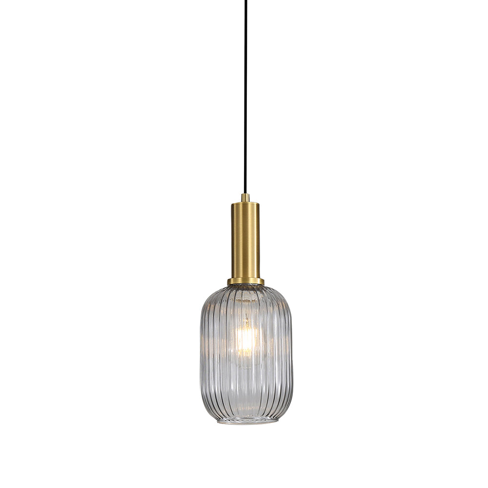 LUXE.130 Ribbed Glass Pendant Smoke - OL63751/13SM