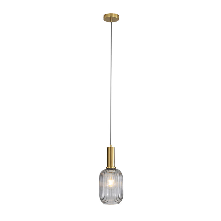 LUXE.130 Ribbed Glass Pendant Smoke - OL63751/13SM