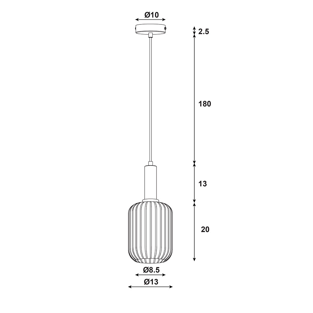LUXE.130 Ribbed Glass Pendant Rust - OL63751/13RU