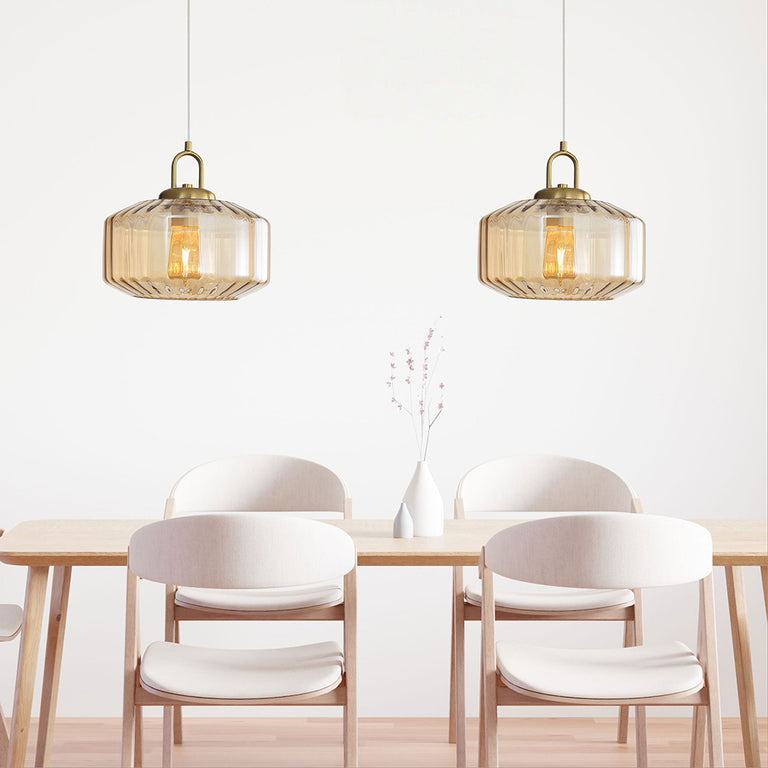Clarise Geometric Glass Pendant Amber - OL63811AM