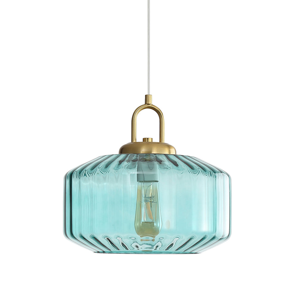 Clarise Geometric Glass Pendant Blue - OL63811BL