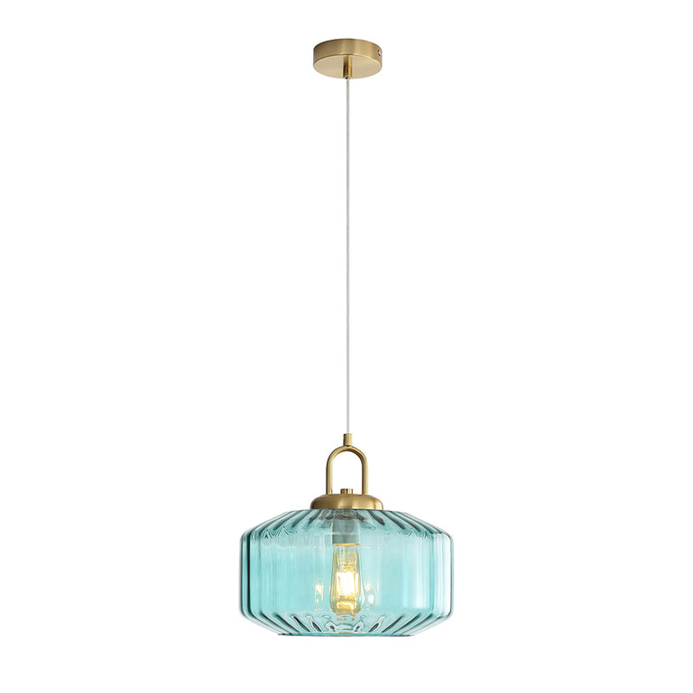 Clarise Geometric Glass Pendant Blue - OL63811BL