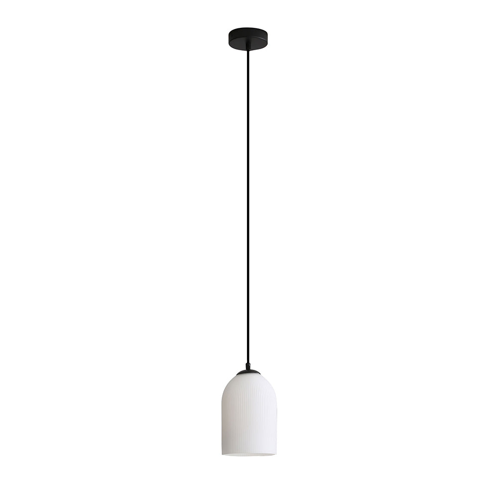 Arley Ribbed Glass Pendant Black - OL63859BK