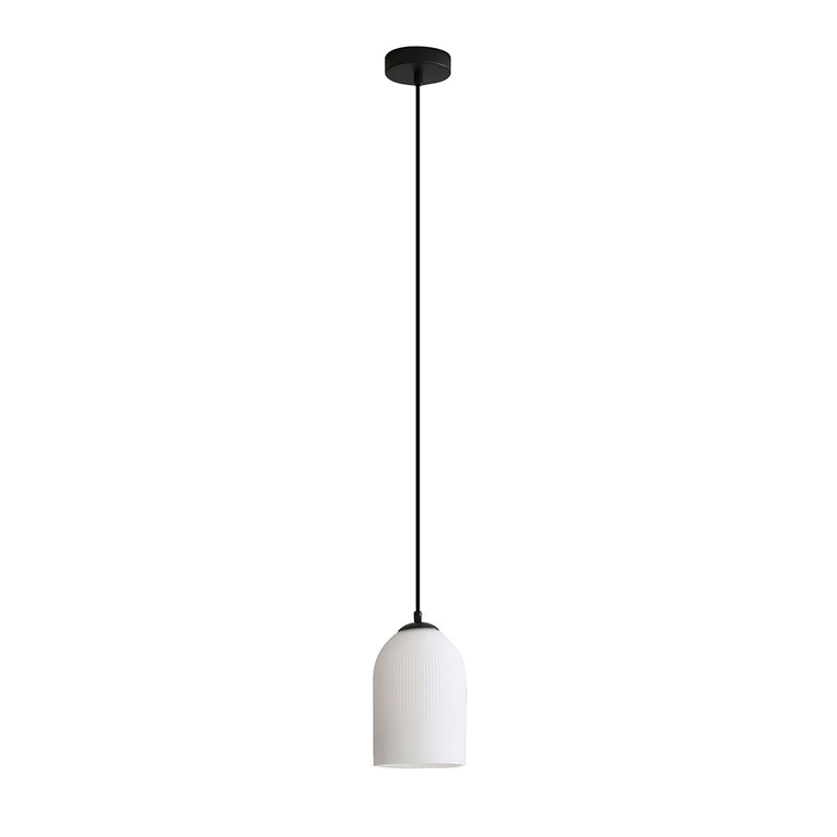 Arley Ribbed Glass Pendant Black - OL63859BK