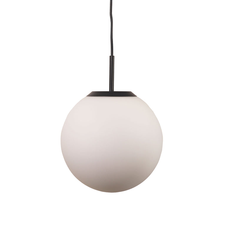 Orbit.25 Matt Black and Opal Matt Glass Pendant - OL64107/25BK