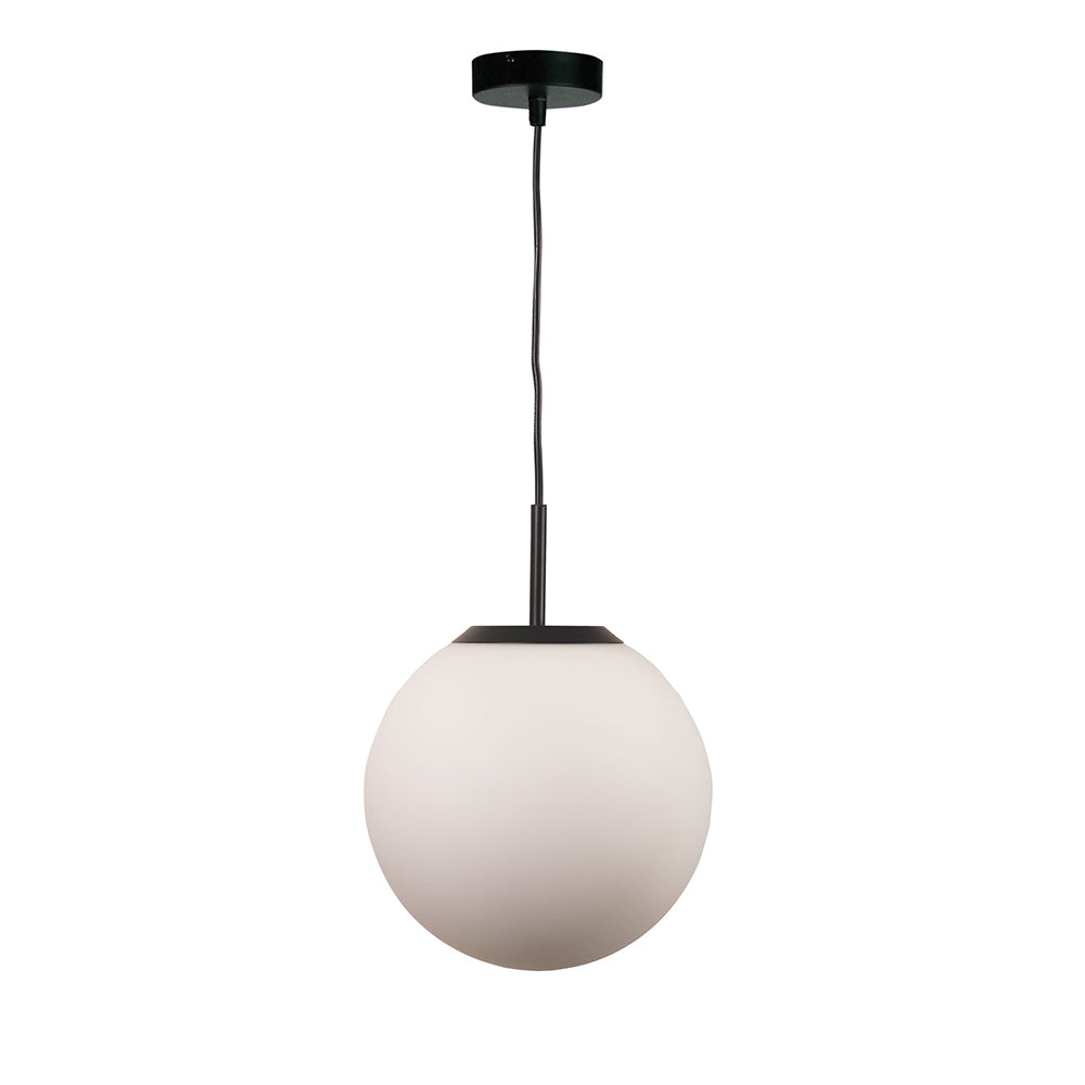 Orbit.25 Matt Black and Opal Matt Glass Pendant - OL64107/25BK