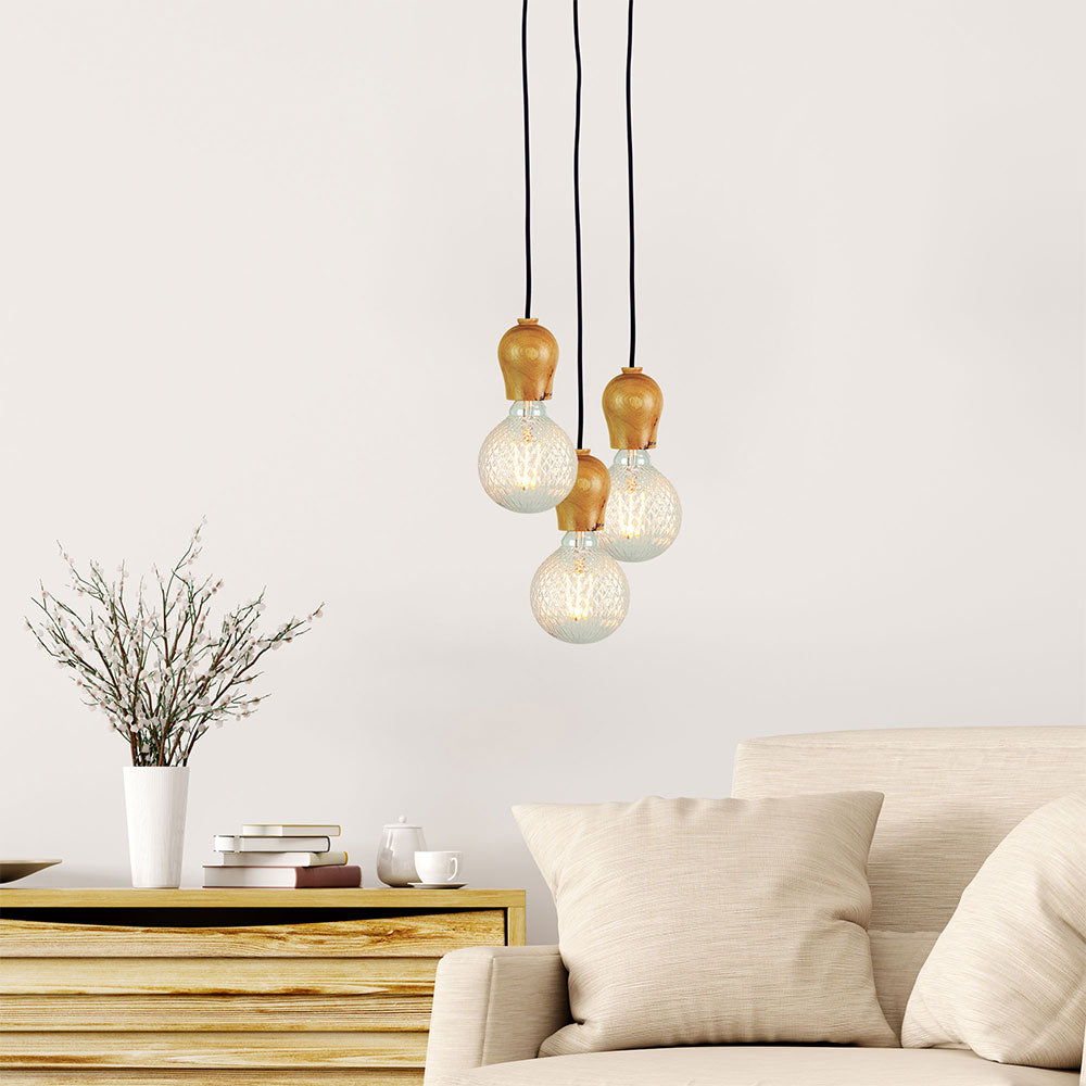 Bud 1 Light Timber Ceiling Light Suspension - OL64719NAT