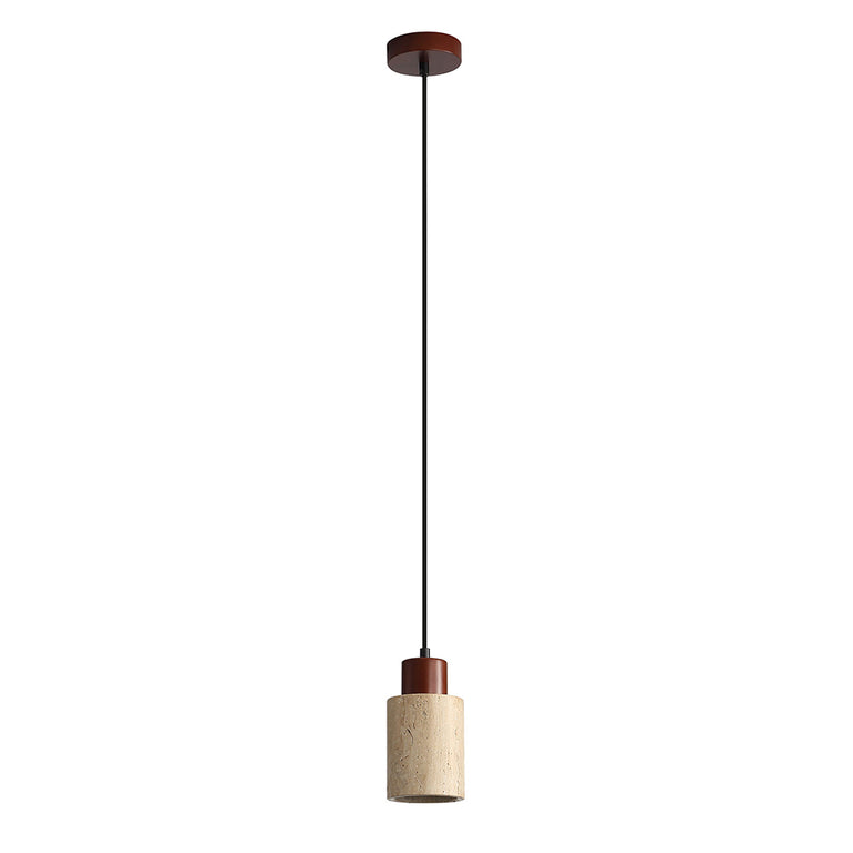 Tibur.100 Travertine and Wood Pendant - OL64751