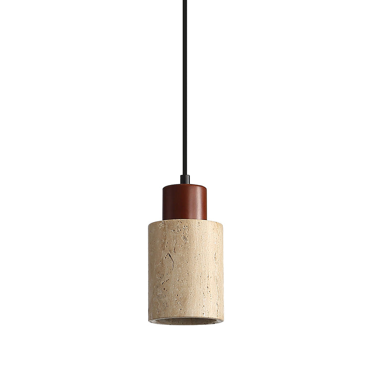 Tibur.100 Travertine and Wood Pendant - OL64751