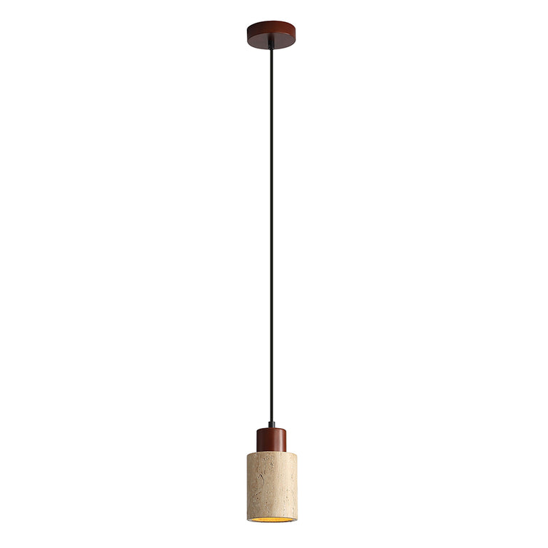 Tibur.100 Travertine and Wood Pendant - OL64751