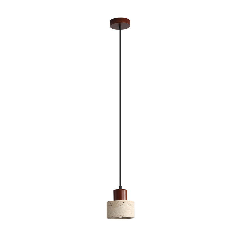 Tibur.120 Travertine and Wood Pendant - OL64752