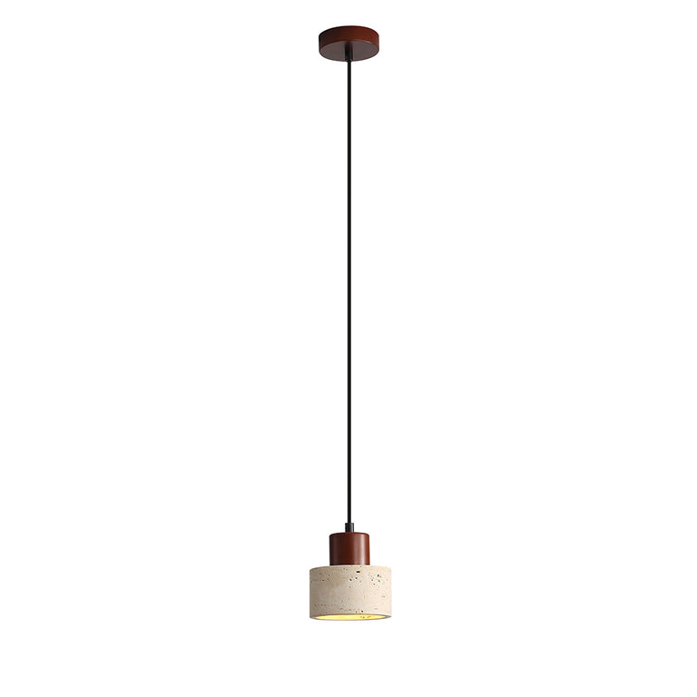 Tibur.120 Travertine and Wood Pendant - OL64752