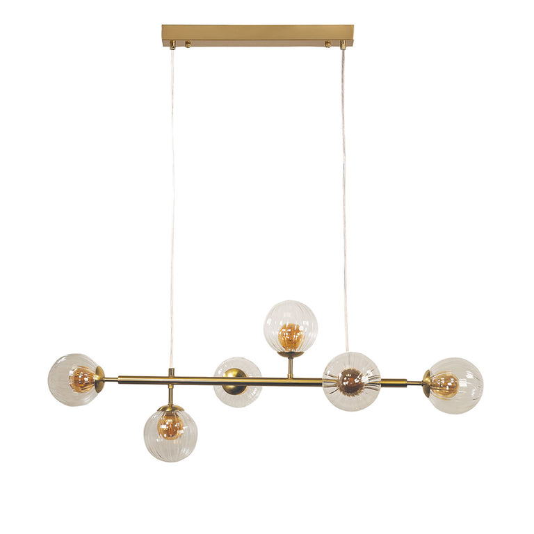 VOLLI.6 Satin Brass 6 Light Optic Glass Pendant - OL65015/6SB
