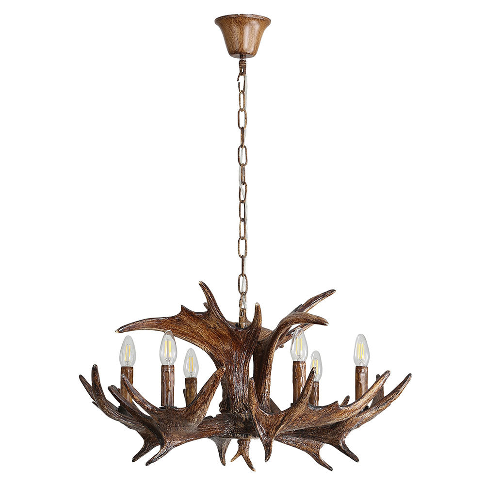 Ramure 6 Light Deer Antler Designer Pendant - OL65281/6