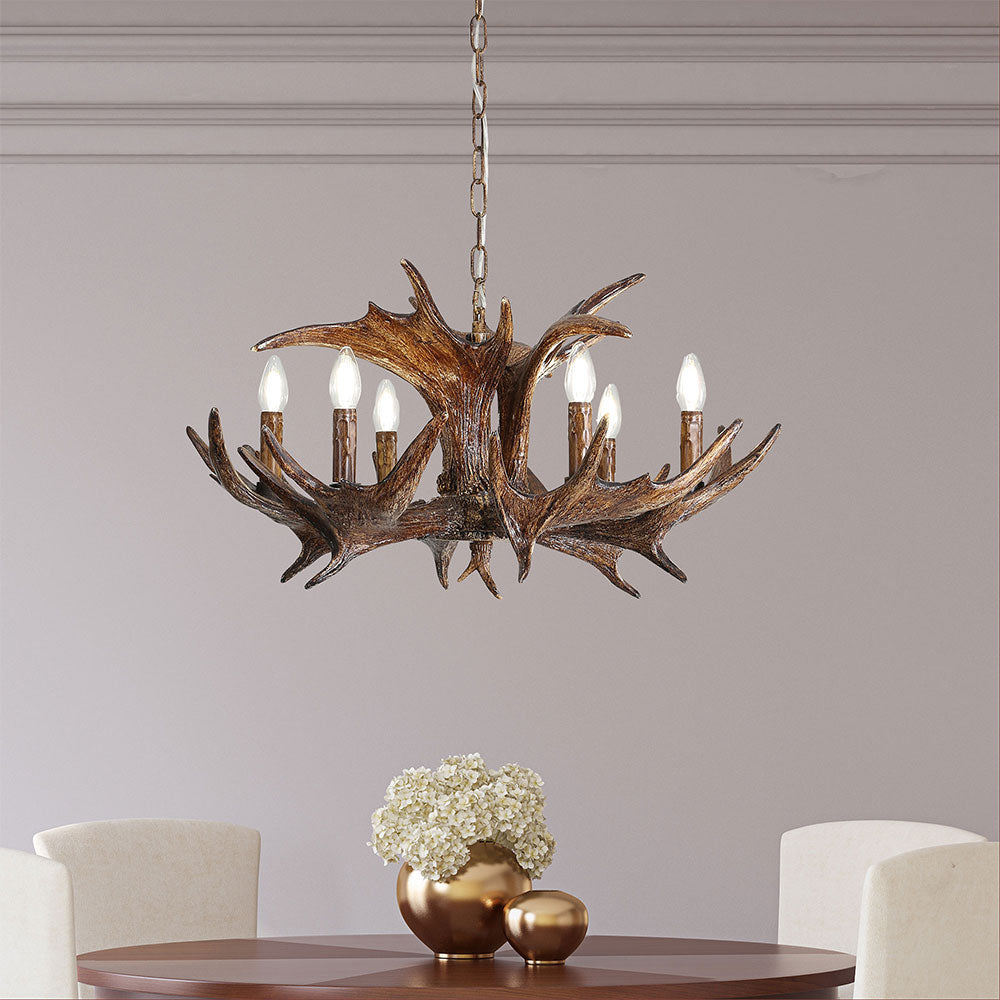 Ramure 6 Light Deer Antler Designer Pendant - OL65281/6