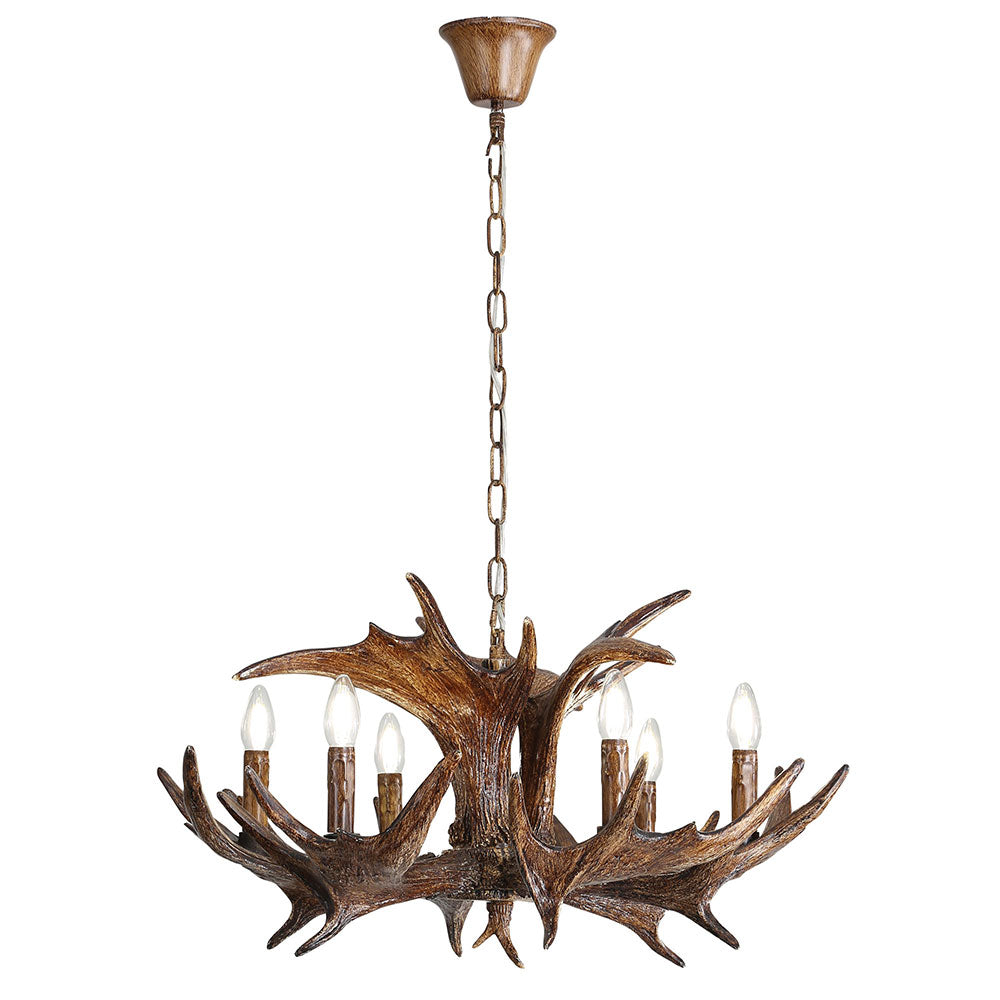 Ramure 6 Light Deer Antler Designer Pendant - OL65281/6