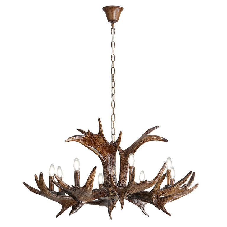 Ramure 8 Light Deer Antler Designer Pendant - OL65281/8