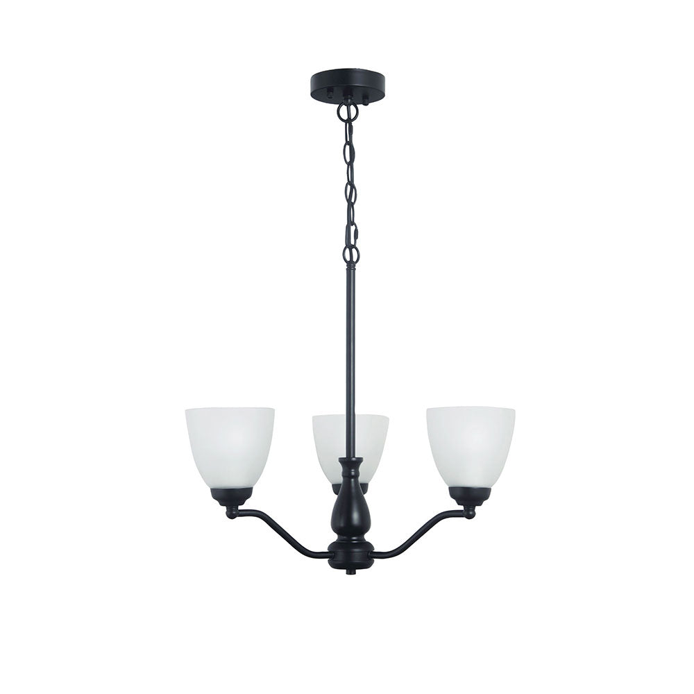 Rochester 3 Light Traditional Glass Pendant Black - OL65321/3BK