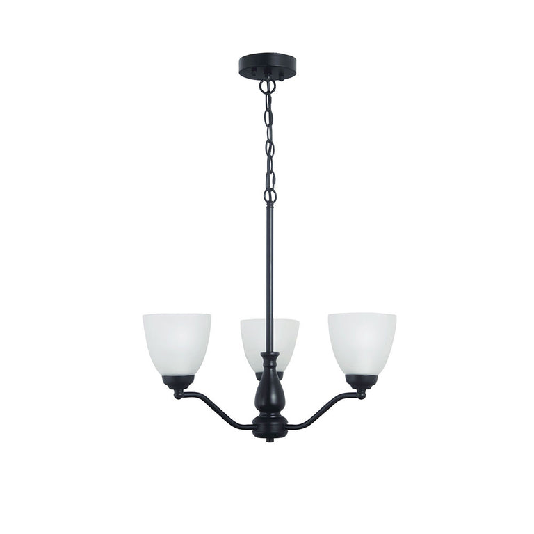 Rochester 3 Light Traditional Glass Pendant Black - OL65321/3BK