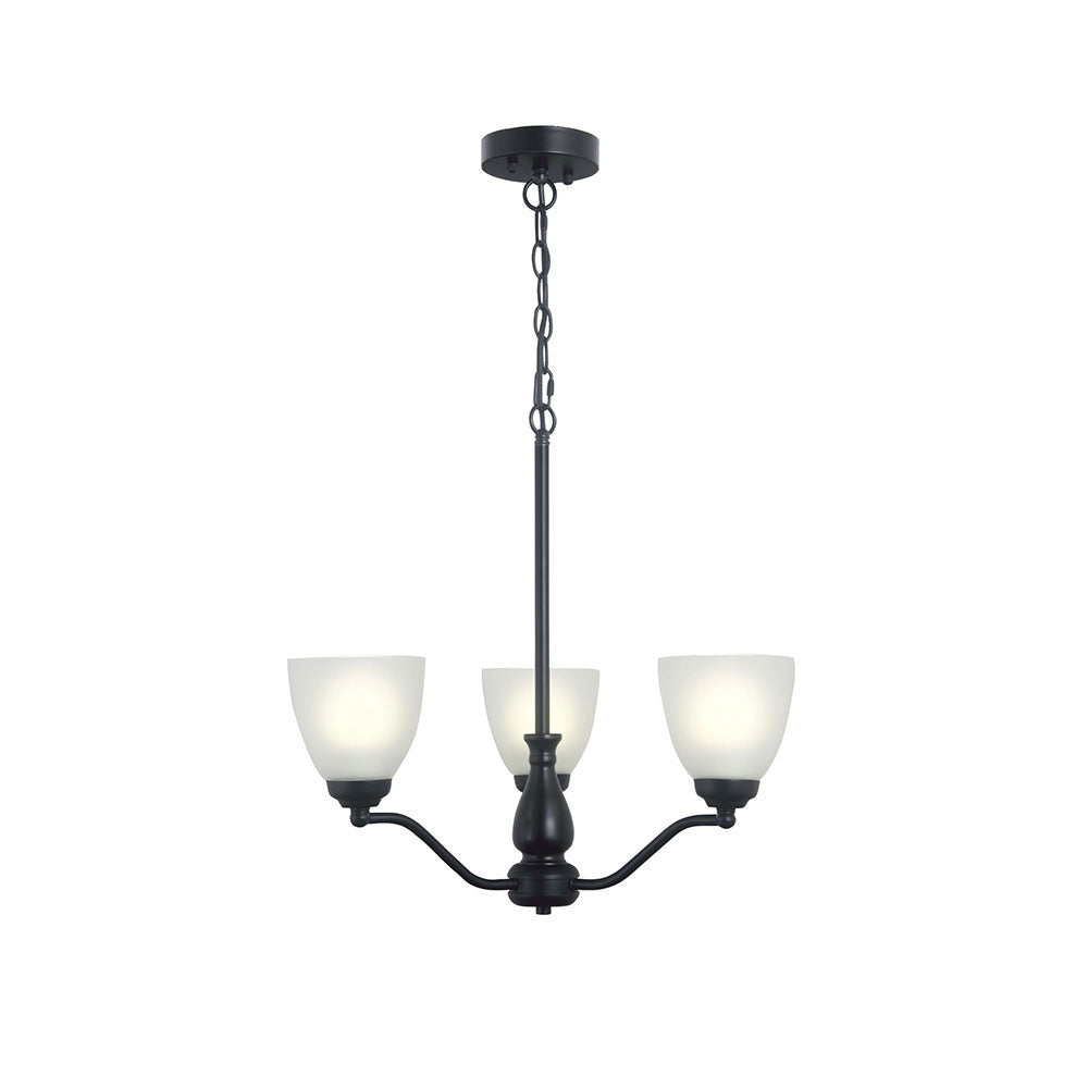Rochester 3 Light Traditional Glass Pendant Black - OL65321/3BK