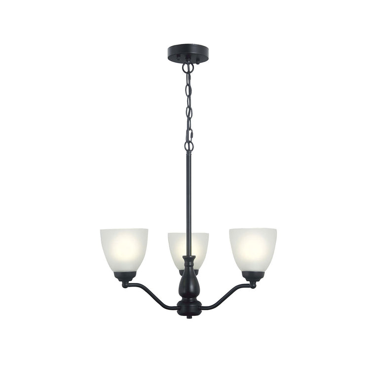 Rochester 3 Light Traditional Glass Pendant Black - OL65321/3BK