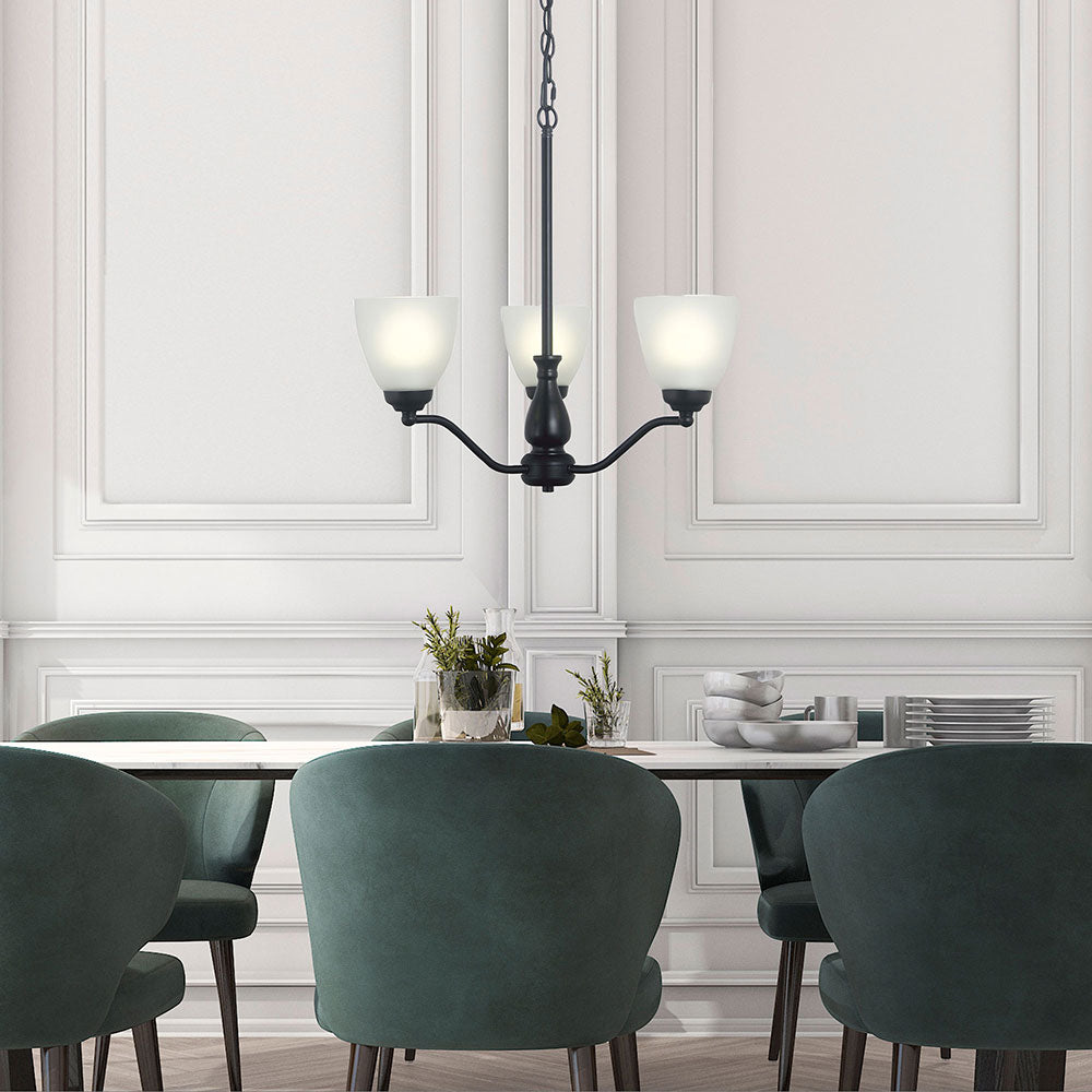 Rochester 3 Light Traditional Glass Pendant Black - OL65321/3BK