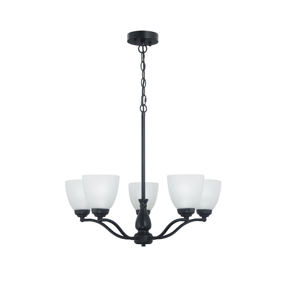 Rochester 5 Light Traditional Glass Pendant Black - OL65321/5BK
