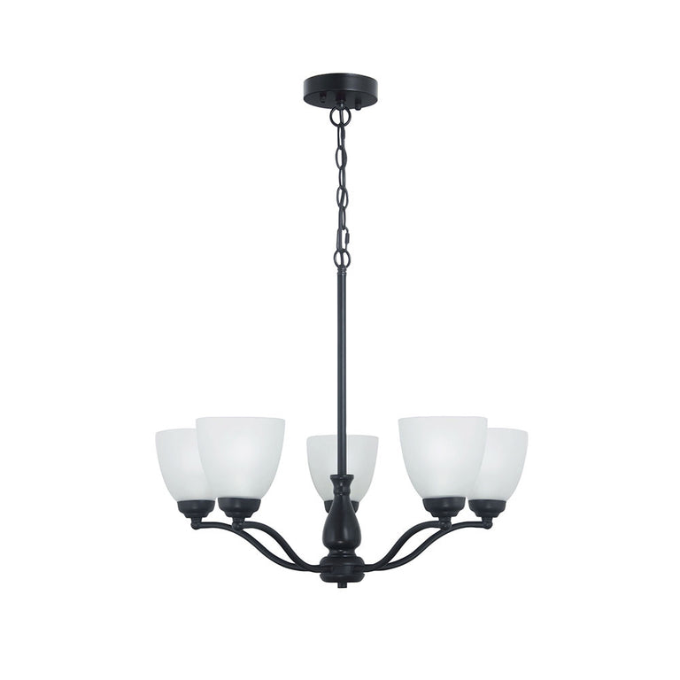 Rochester 5 Light Traditional Glass Pendant Black - OL65321/5BK