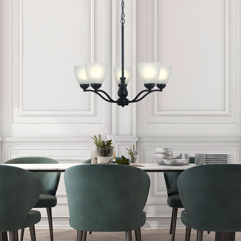 Rochester 5 Light Traditional Glass Pendant Black - OL65321/5BK