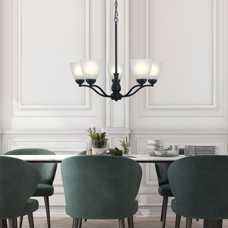 Rochester 5 Light Traditional Glass Pendant Black - OL65321/5BK