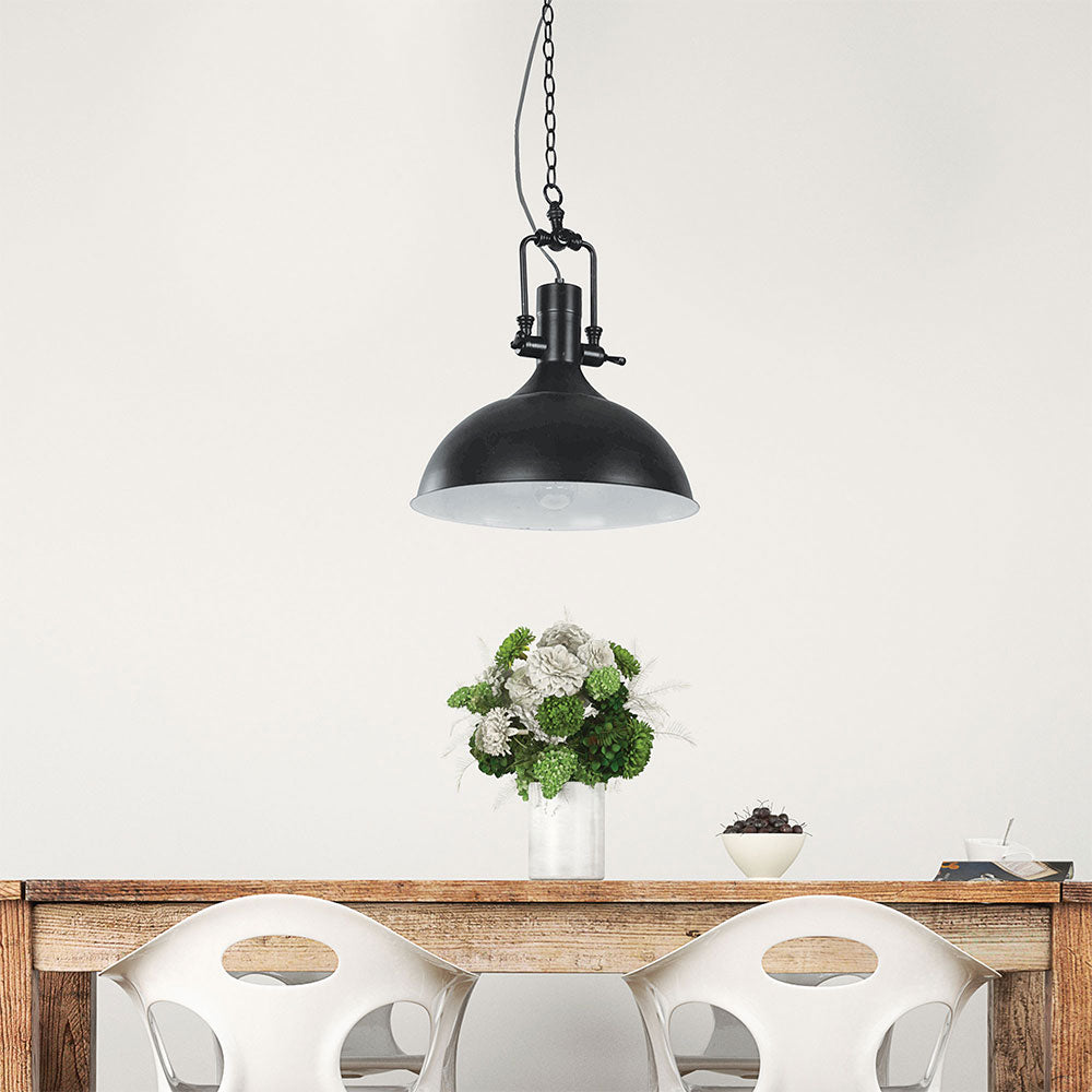 Cottage 1 Light Industrial Pendant Black - OL65401BK