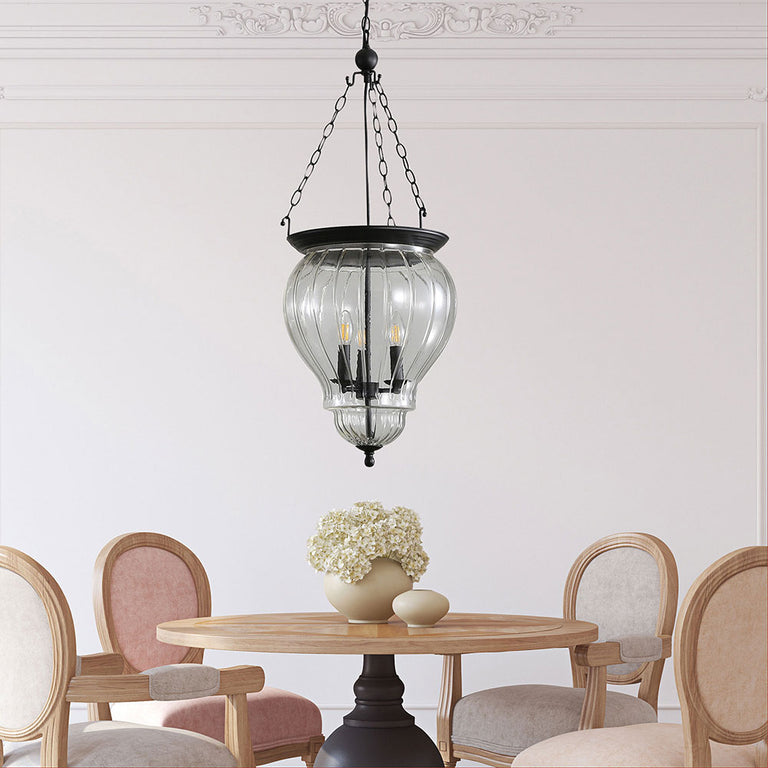 Newham Traditional Glass Pendant Black - OL65623BK