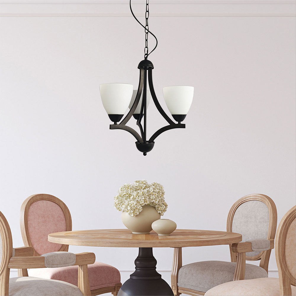 Roxby 3 Light Traditional Metal Pendant Black - OL65823BK