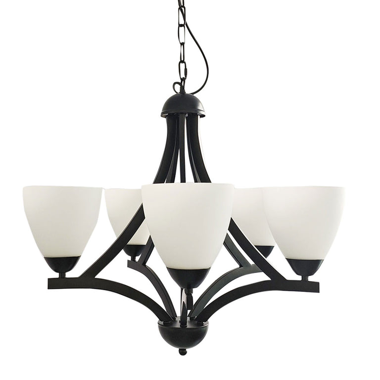 Roxby 5 Light Traditional Metal Pendant Black - OL65825BK