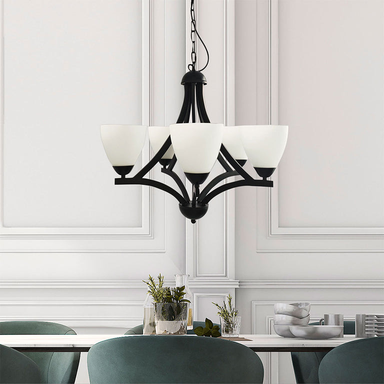 Roxby 5 Light Traditional Metal Pendant Black - OL65825BK