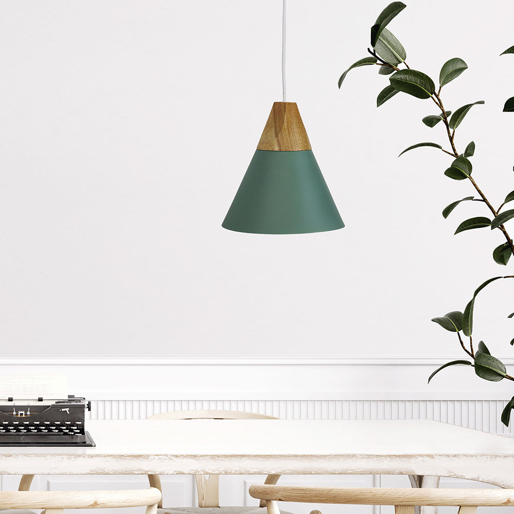 Trigo 1 Light Pendant Matt Green - OL67721GN
